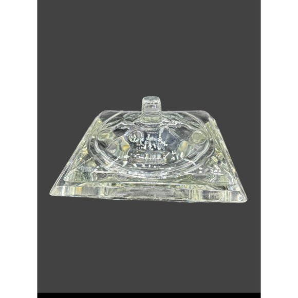 Vintage MCM Square Heavy Crystal Glass Covered Candy Dish Mid Century 6x6x4 - Picture 3 of 16